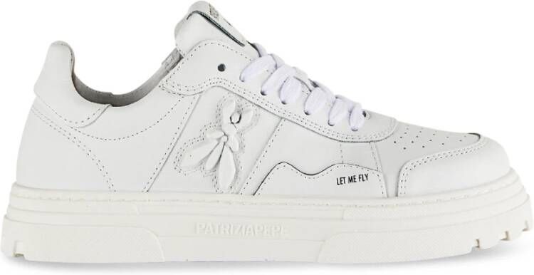 PATRIZIA PEPE Beige Leren Sneakers met Fly Detail Beige Dames