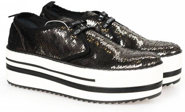 PATRIZIA PEPE Platform Sneakers met Glitterdetail Black Dames