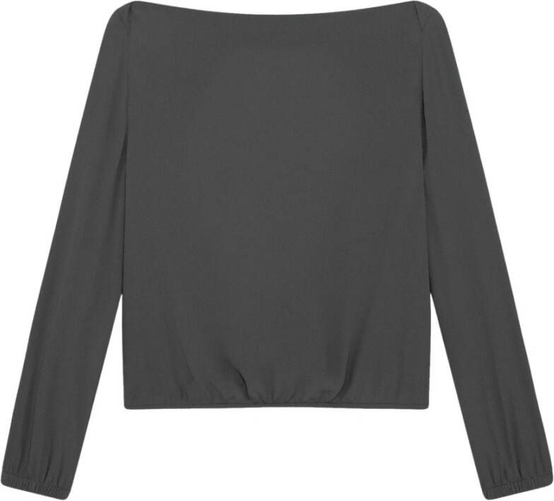 Patrizia Pepe Zwarte blouse met boothals en open rug