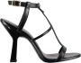 Patrizia Pepe Zwarte leren sandalen met vetersluiting - Thumbnail 1
