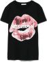 Patrizia Pepe Zwarte Trendy Katoenen T-shirt met Slogan - Thumbnail 1