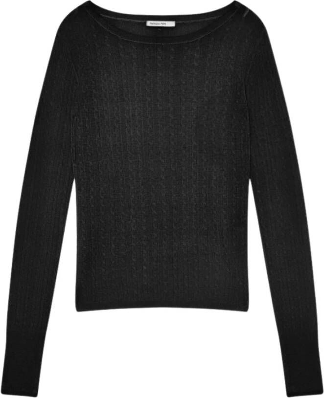 Patrizia Pepe Zwarte Trui Boothals Slim Fit