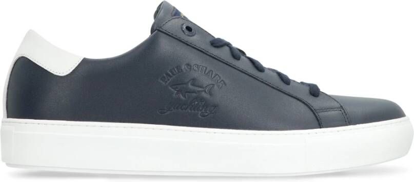 PAUL & SHARK Lage leren sneakers met contrasterende hiel Blue Heren