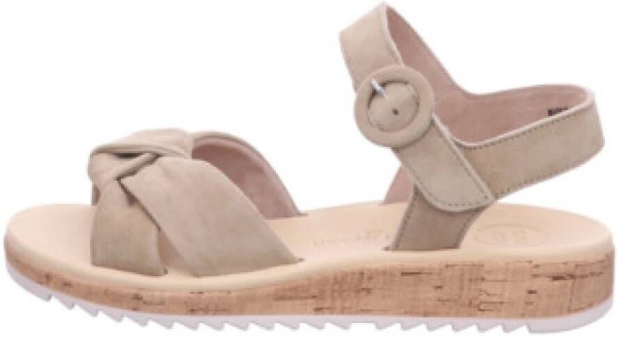Paul Green Beige Sandaal Velours Leer Platte Rubberen Zool Beige Dames - Foto 4