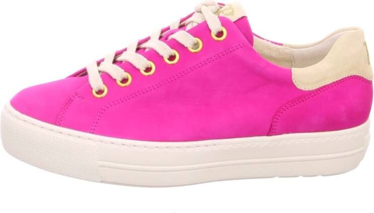 Paul Green Roze Nubuck Sneaker Veters Rubberen Zool