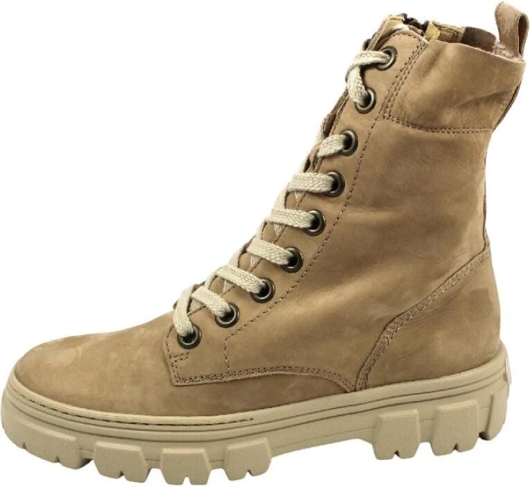 Bruin Tinten 9970 Veterboots Laarzen Met Veters Dames Taupe - Foto 3