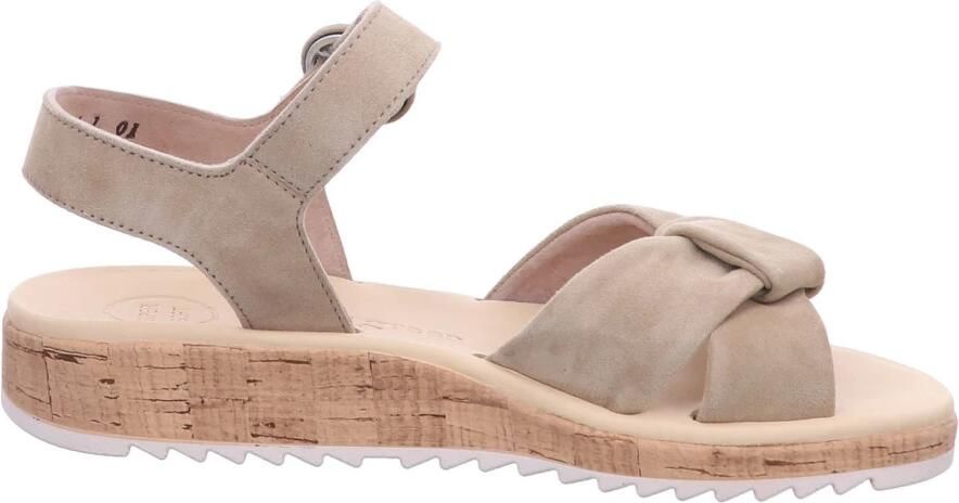 Paul Green Beige Sandaal Velours Leer Platte Rubberen Zool Beige Dames - Foto 7