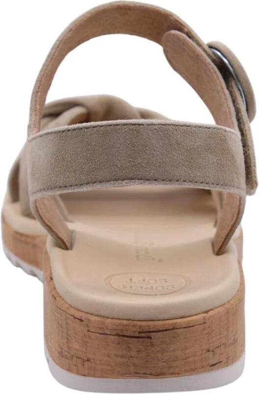 Paul Green Beige Sandaal Velours Leer Platte Rubberen Zool Beige Dames - Foto 5
