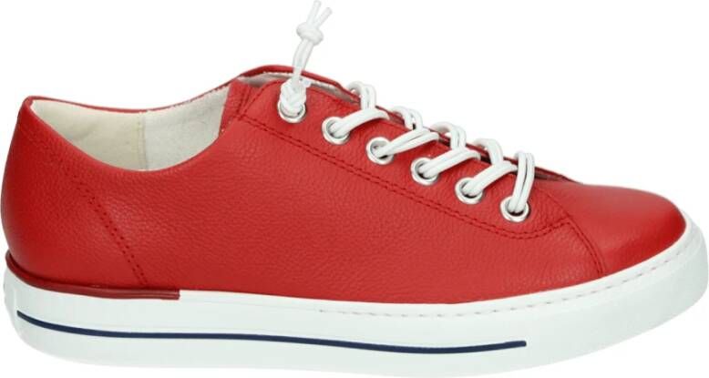 Paul Green Sportieve Lage Rode Leren Sneakers