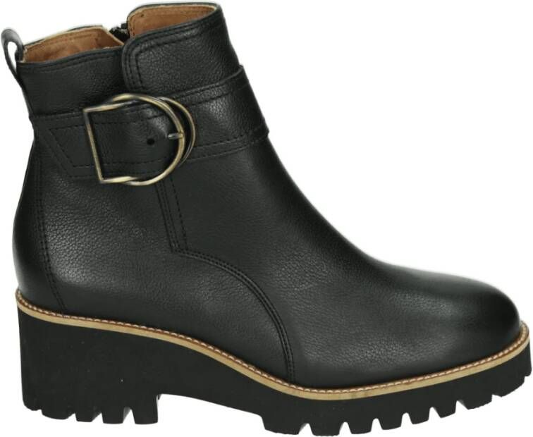 PAUL GREEN Enkellaarsjes Dames 9763 Leer Zwart