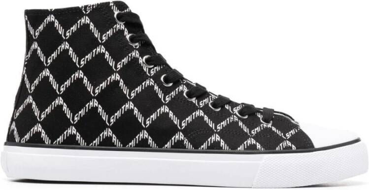 Paul Smith Logo High-Top Sneakers Zwart Canvas Black Heren