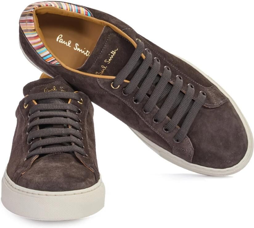 Paul Smith Bruine suède sneakers met veters en kenmerkende streep