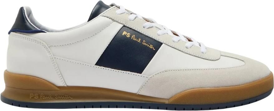 PS By Paul Smith Witte leren sneakers met marineblauwe inzetstukken - Foto 7