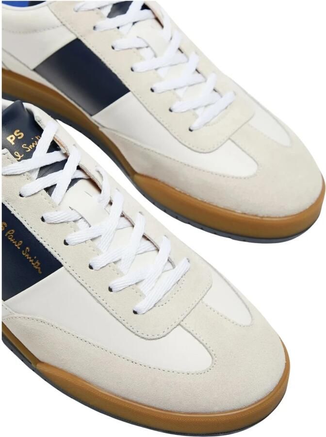 PS By Paul Smith Witte leren sneakers met marineblauwe inzetstukken - Foto 6
