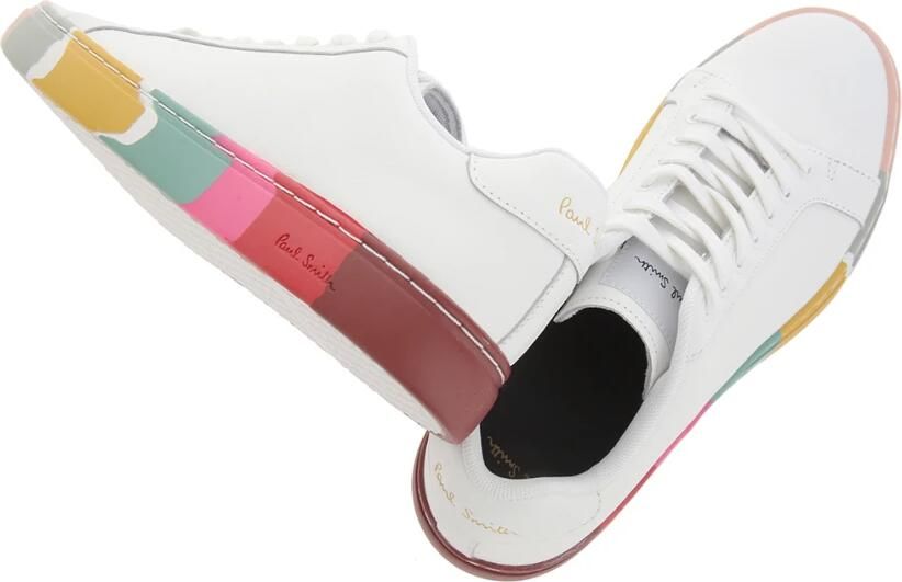 PS By Paul Smith Swirl Stripe Leren Sneakers in Wit Multi