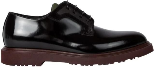 Paul Smith Zwarte Leren 'Mac' Derby Schoenen Bordeaux Zolen