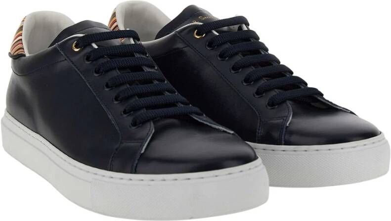 Paul Smith Witte Leren Sneakers met Streep Panelen Blue Heren