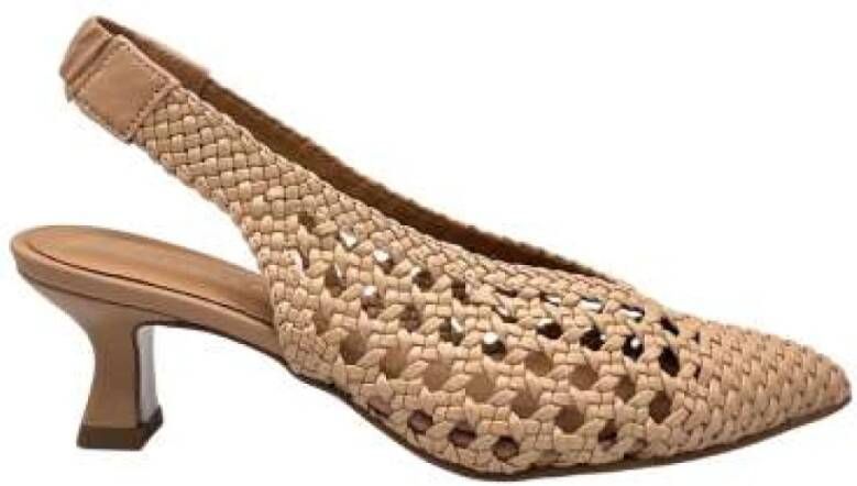 Pedro Miralles Geweven Camel Slingback Hakken