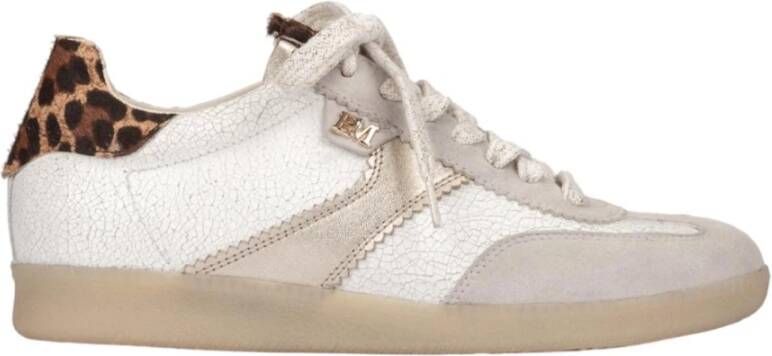 Pedro Miralles Luipaardprint Wit-Goud Sneakers
