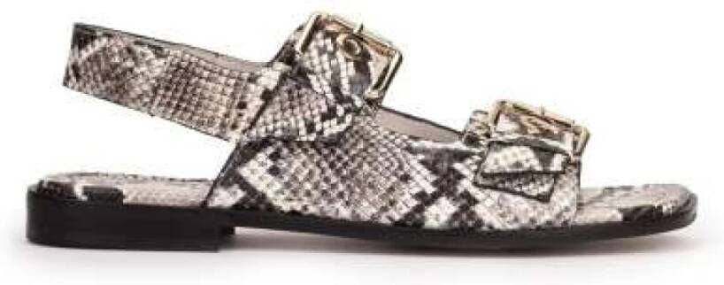 Pedro Miralles Python Print Leren Platte Sandalen