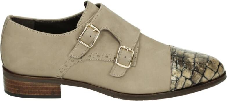 Pertini Beige Lage Hak Leren Schoenen
