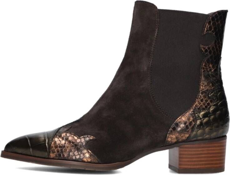 Pertini Bronze Snake Print Chelsea Boots