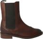 Pertini Bruine leren enkellaars met brogue details - Thumbnail 1