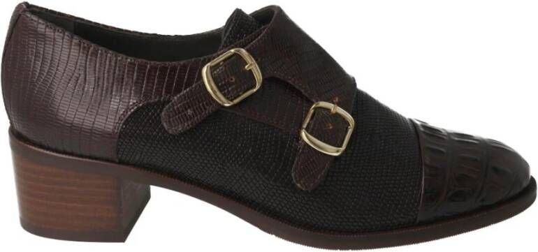 Pertini Bruine leren schoen met coco-effect neus
