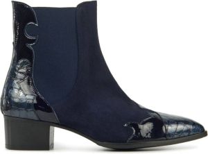Pertini Chelsea boots Dames Laarzen Damesschoenen Suède Crocoprint 30961 croco sue Blauw