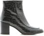 Pertini Zwarte Croco Print Leren Enkellaars Black Dames - Thumbnail 1