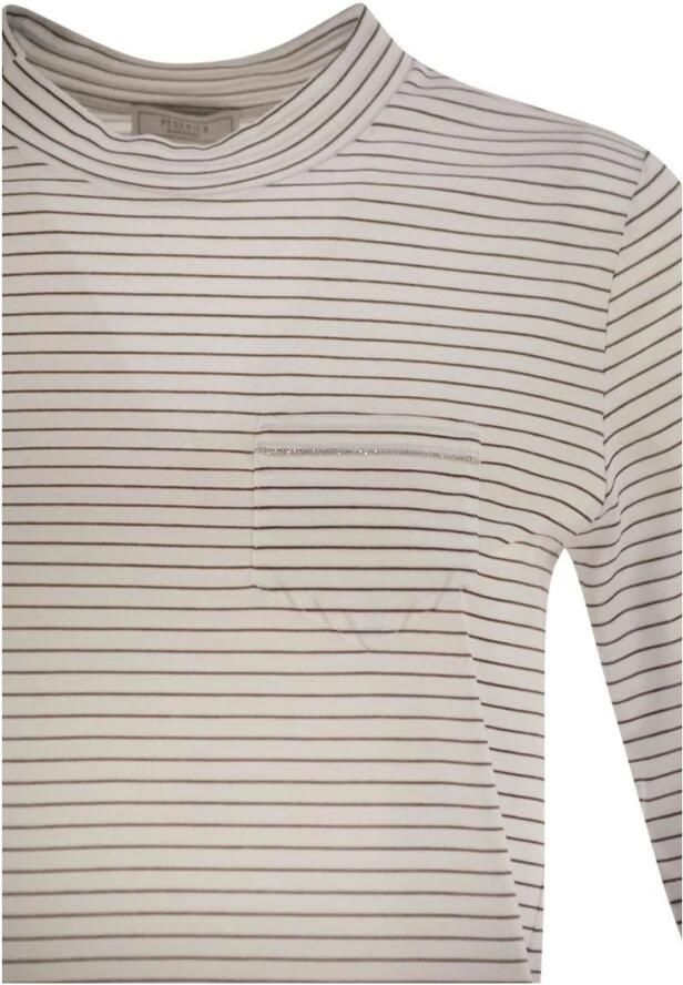 Peserico Gestreept Top met Opstaande Kraag en Elleboogmouwen - Foto 2