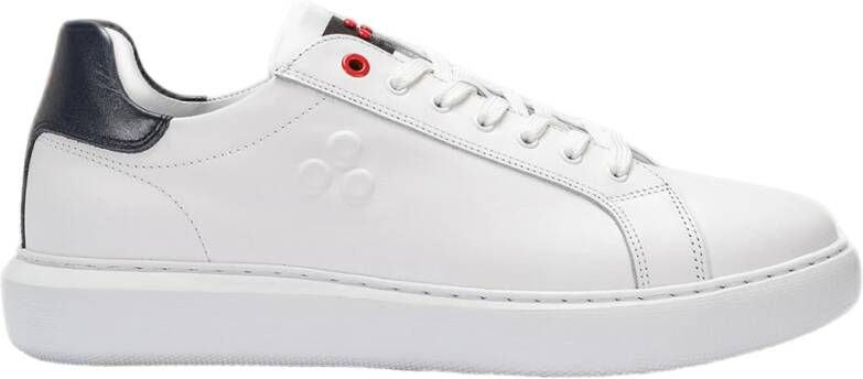 Peuterey Leren sneakers met reliëflogo Beige Heren