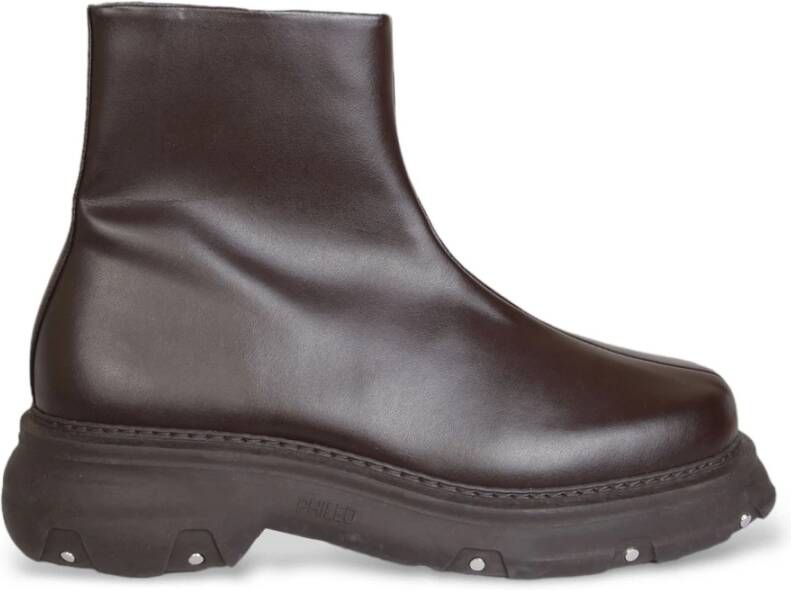 Phileo Vegan Leren Trucker Boots in Bruin Brown Heren