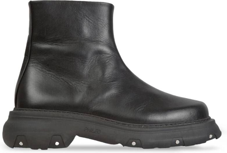 Phileo Zwarte Vegan Leren Trucker Boots Black Heren
