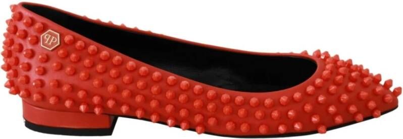 Philipp Plein PHILLIP PLEIN Orange Leather Ballerina WHAT I DO Flats Shoes