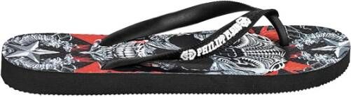 Philipp Plein Comfortabele Synthetische Rubberen Flip Flops Black