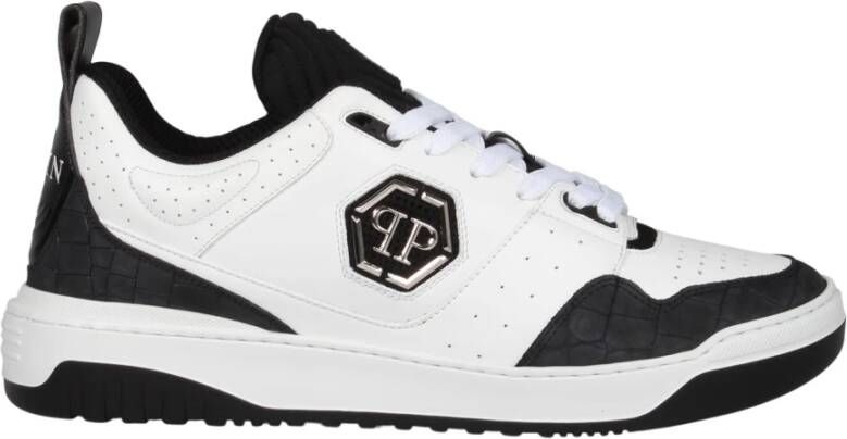 Philipp Plein Croco Print Leren Sneakers White Heren