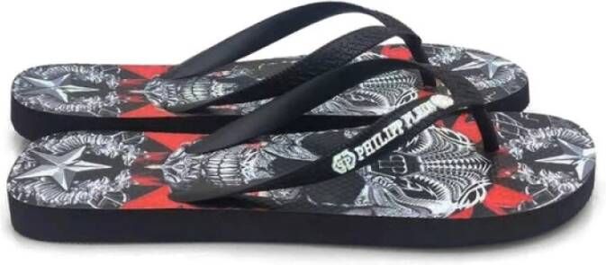 Philipp Plein Comfortabele Synthetische Rubberen Flip Flops Black