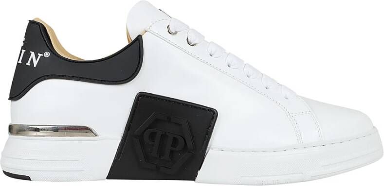 Philipp Plein Witte Sneakers Regular Fit Geschikt voor alle temperaturen 100% Leer White Heren