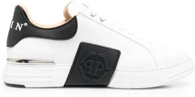 Philipp Plein Witte Sneakers Regular Fit Geschikt voor alle temperaturen 100% Leer White Heren