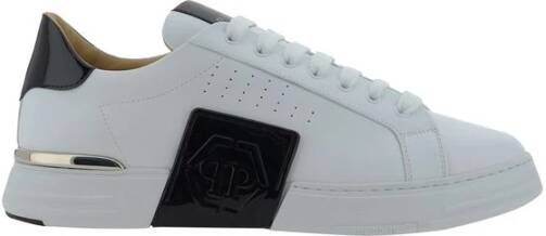 Philipp Plein Leren lage sneakers met logo White Heren