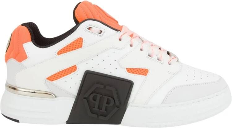 Philipp Plein Leren Lo-Top Sneakers in Wit White Heren