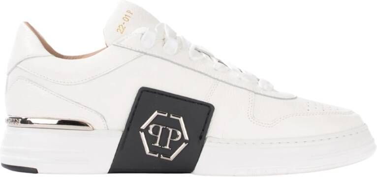 Philipp Plein Lo-top sneakers Phantom Kick $ lederen platina zeshoek Wit Heren