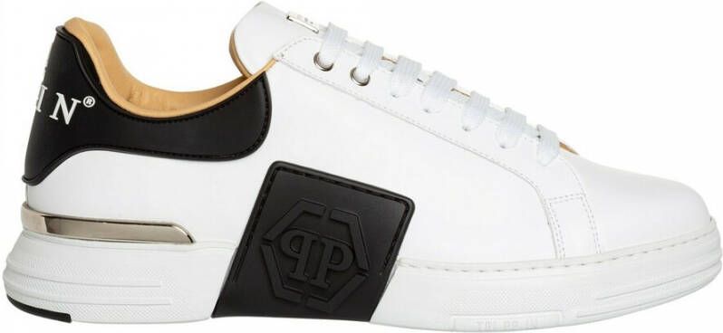 Philipp Plein Witte Sneakers Regular Fit Geschikt voor alle temperaturen 100% Leer White Heren