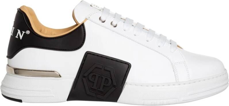 Philipp Plein Witte Sneakers Regular Fit Geschikt voor alle temperaturen 100% Leer White Heren