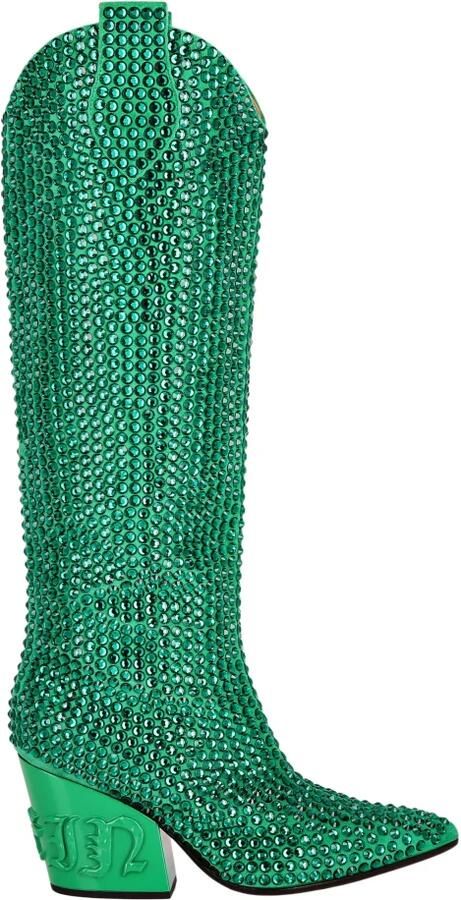 Philipp Plein Cow Laarzen Middenhoge Hakken Hoge Kristal