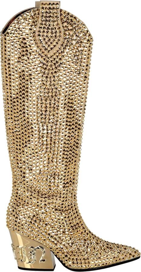 Philipp Plein Cow Mid-Heel Laarzen Gothic Plein met Kristallen - Foto 2