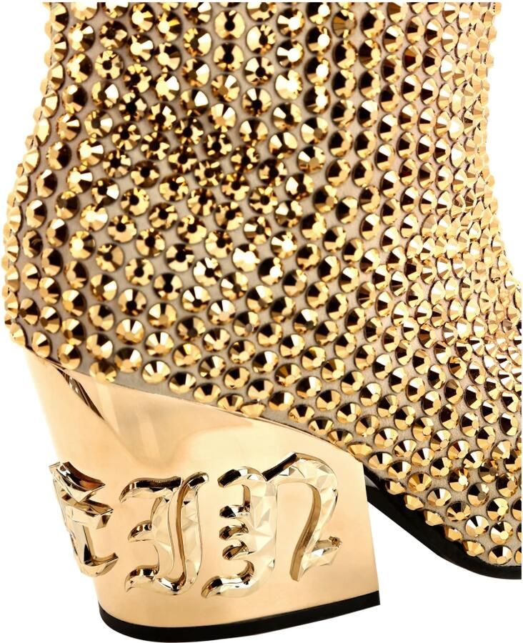 Philipp Plein Cow Mid-Heel Laarzen Gothic Plein met Kristallen