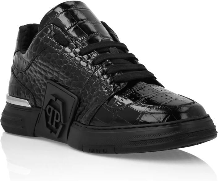 Philipp Plein Croco Printed Leather Lo-Top Sneakers Hexagon