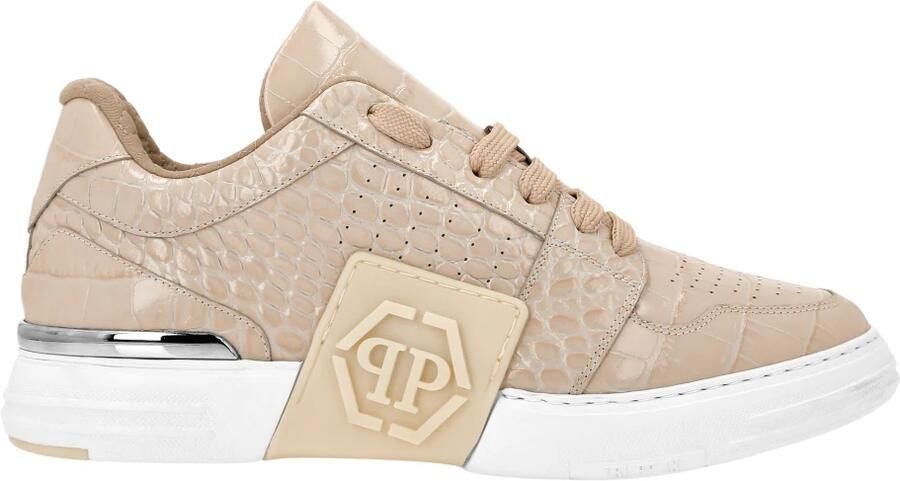 Philipp Plein Croco Printed Leather Lo-Top Sneakers Hexagon